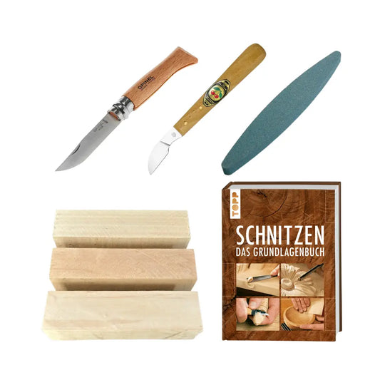 Schnitzset mit Messern Holz und Grundlagenbuch